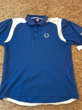 Men's NFL Colts, Blue Polo Shirt with White Accents